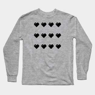 Pixel Art: BLACK HEART Emoji Bitmap Long Sleeve T-Shirt